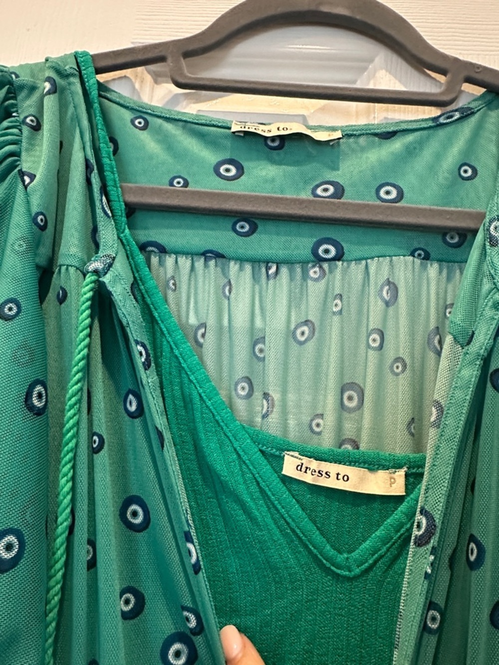 Green evil eye Printed Ruffle Mini Dress - Picture 2 of 5
